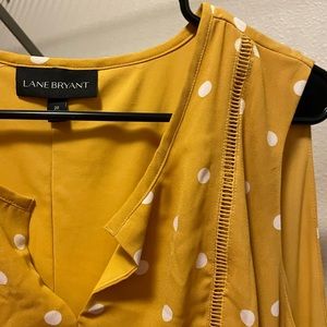 Yellow & White Polka Dot Peplum Top